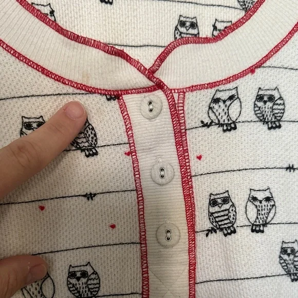 Kensie White & Red Owl Pajama Set - Picture 4 of 9